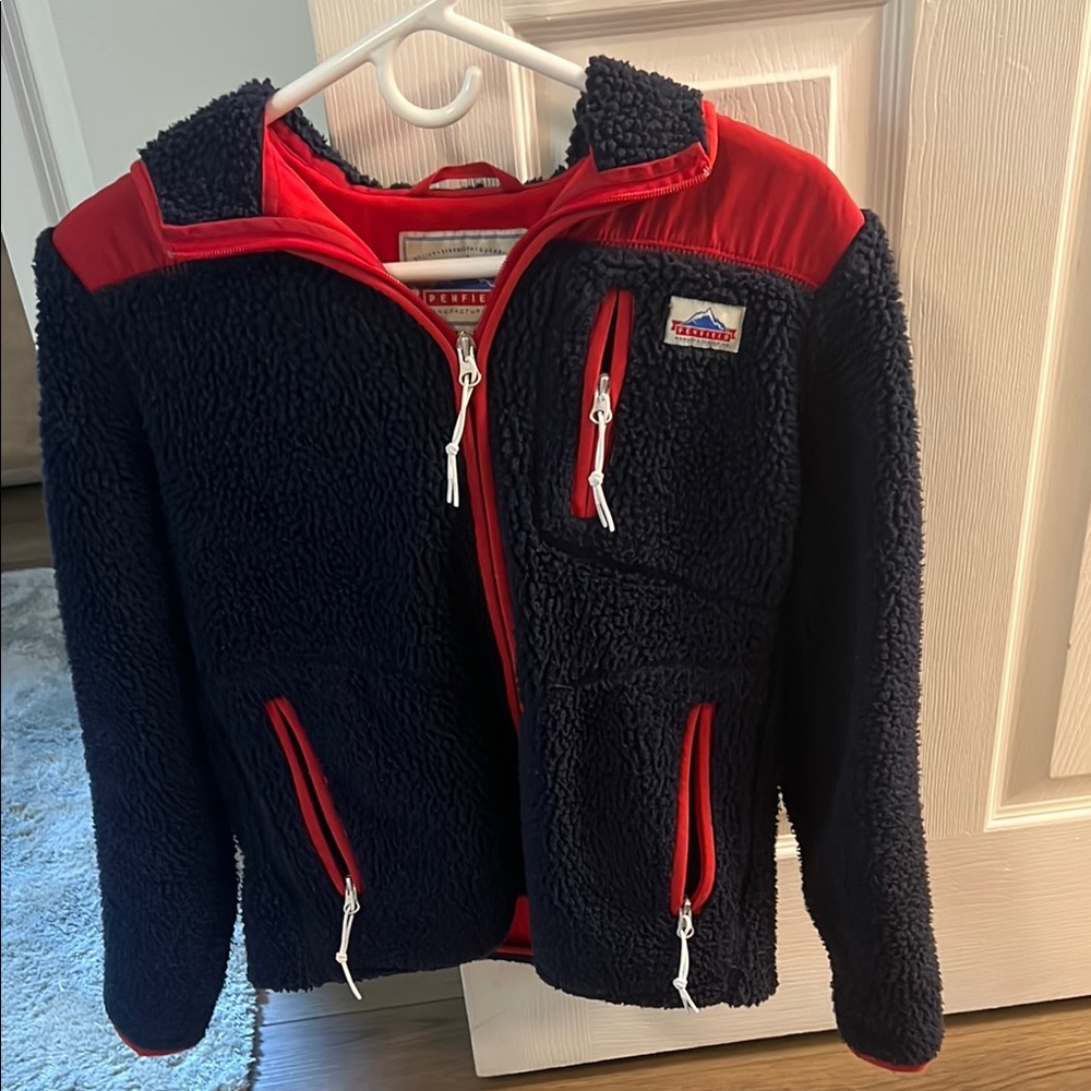 Penfield Teddy Jacket Black and Red Plush Warmth